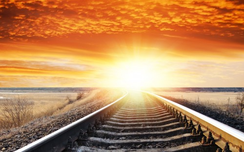 landscape sunset sunrise sky railroad tracks 1920x1200