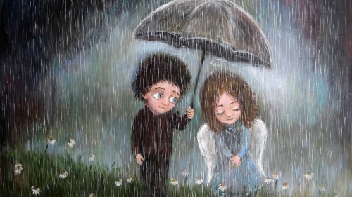 picture positive art angel rain love 1920x1080