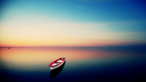 Row boat on empty sea www.FullHDWpp.com 